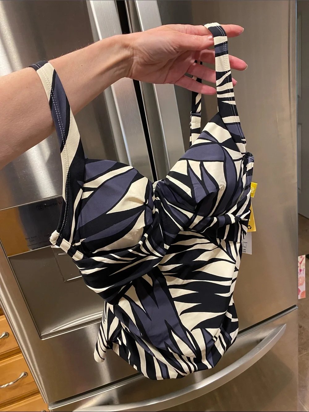 Anne Cole Twist Front Tankini Top 32DD 34D 25MT26545 NWT Black White Geometric